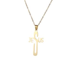 Collar con Colgante de Cruz de Acero Inoxidable de 40 mm con Frases de Jesús, Joyería de Fe Cristiana, Accesorio de Moda Hip Hop, Duradero y Resistente al Deslustre - Product Image 5