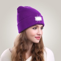Berretto LED con 5 Luci, Cappello Invernale in Acrilico Lavorato a Maglia con Lampada Frontale Integrata, Unisex, Caldo, per Campeggio, Corsa, Passeggiate e Sport all'Aperto