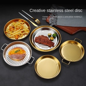 <span class=keywords><strong>Assiette</strong></span> Ronde en Acier Inoxydable Écologique de Style Coréen pour les Frites et le Poulet Frit Utilisation en Restaurant - Product Image 3
