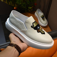 Sneakers décontractées pour homme en cuir véritable, motif à carreaux, semelle intermédiaire et extérieure en caoutchouc, logo brodé à l'extérieur