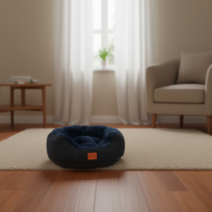 Cuccia per Cani Yommy in Velluto a Coste, Nido Ovale per Animali Domestici S M L, Base Impermeabile Antiscivolo - Product Image 2