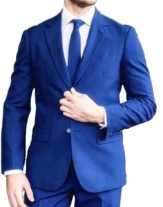 Elegante Traje de Novio Azul Rey, Corte Entallado, Traje de Boda <span class=keywords><strong>para</strong></span> <span class=keywords><strong>Hombre</strong></span>, Conjunto de 2 Piezas (Chaqueta + Pantalones) - Product Image 1
