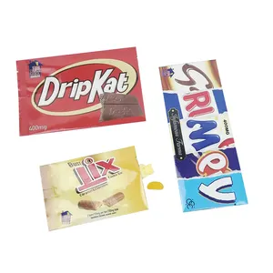 Saco de embalagem personalizado com estampa, saco de plástico comestível com 3 laterais, saco de cogumelos, barra de chocolate, leite, confeitaria