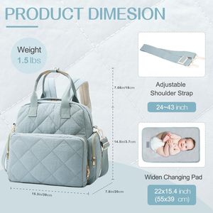 Bolso de hombro de nailon ligero con múltiples compartimentos para mujer, mochila de viaje a prueba de salpicaduras, bolsa de pañales con logotipo personalizado para mamá - Product Image 2