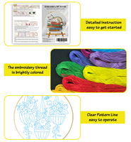 Kit de Bordado DIY para Principiantes, Set de Punto de Cruz Semiacabado para Decoración y Manualidades