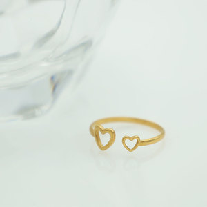 Heart Shaped <b>Open</b> <b>Ring</b> Gold Hollow Design Unisex Fashion Jewelry Gift - Product Image 1