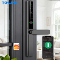 Cerradura Inteligente para Puerta de Vidrio y Aluminio con Grado de Impermeabilidad IP65, Control por Aplicación Tuya, Desbloqueo por Huella Dactilar, Contraseña, Tarjeta y Llave