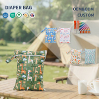 Sac à langer imperméable personnalisé 20*25 cm en PUL avec poignée à pression, sac à couches lavables réutilisable résistant à l'eau pour bébé