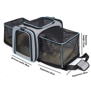 Transportines para perros con cremalleras para gatitos 2 lados Transportín para gatos expandible Aprobado por la aerolínea Transparente Transpirable Espacio de viaje - Product Image 3