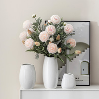 Vase en céramique émaillée moderne ARM LVG, ensemble de 3 pièces, blanc, décoration artistique créative pour la maison, vase à fleurs, récipient floral design