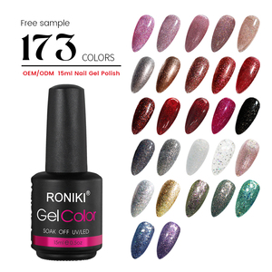RONIKI Fabrik preis Nagel zubehör Hema-Free UV Gel <span class=keywords><strong>Polish</strong></span> Private Label Großhandel OEM Acryl <span class=keywords><strong>Glitter</strong></span> Soak Off Gel Nagellack - Product Image 1