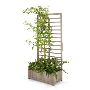 Jardinera Elevada Moderna con Certificación <span class=keywords><strong>FSC</strong></span>, <span class=keywords><strong>de</strong></span> <span class=keywords><strong>Madera</strong></span> <span class=keywords><strong>de</strong></span> Cedro, con Enrejado, Grande, para Exteriores, Color Gris Oscuro, para Jardinería Doméstica - Product Image 1