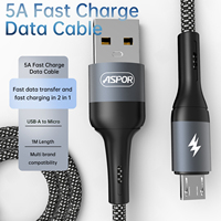 Échantillon gratuit ASPOR AC-51 5A Câble Micro USB à charge rapide, tressé en nylon, robuste, pour la synchronisation des données des téléphones et tablettes