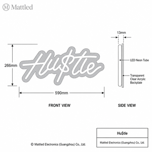 Enseigne néon LED « Hustle » – Décoration murale motiver pour la maison, le bureau, la chambre, la salle de sport, la « man cave » – Enseigne lumineuse - Product Image 4