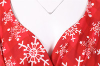 Robe de fête de Noël rouge pour femmes 2024, manches courtes, col en V, imprimé vintage élégant, robe de bal de Noël et du Nouvel An, robe de soirée, taille plus 3XL
