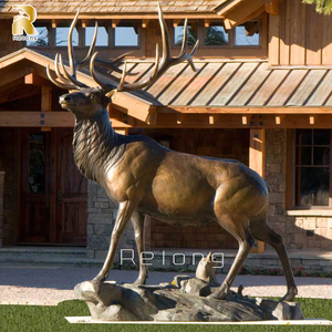 Estatuas de Alce de Metal Fundido de Tamaño Real RELONG, Esculturas de Ciervo de Bronce para Decoración de Bosques al Aire Libre - Product Image 5