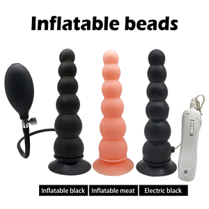 Dildo gonflable en silicone avec 6 billes, pompe à ballon, jouet pour lavement <span class=keywords><strong>anal</strong></span>, jouets sexuels pour adultes pour hommes - Product Image 1