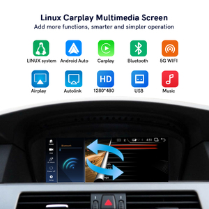 Stock de EE. UU. |   Pantalla Inalámbrica CarPlay de 8.8 Pulgadas con Sistema Linux para <span class=keywords><strong>BMW</strong></span> Serie 5 <span class=keywords><strong>E60</strong></span> E61 / Serie 3 E90 E91 E92, Conexión Plug & Play, Envío en 3 Días - Product Image 2