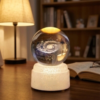 Lampe de nuit en verre gravée en 3D, rotative, LED, prise USB, base en bois, design moderne, salon, cadeau personnalisé