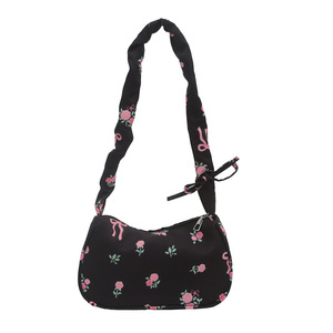 Bolso de mano de fábrica con estampado de flores para mujer, bolso plisado bonito y a la moda, mini bolso de mano para mujer - Product Image 5