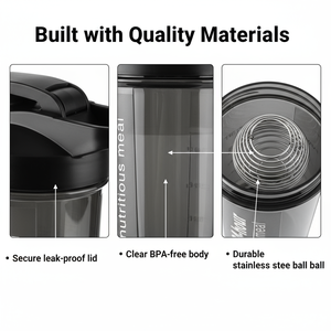 Bouteille <span class=keywords><strong>Sport</strong></span> Personnalisée 500ml en PP sans BPA avec Boisson Directe et Mélangeur, Couvercle pour Salle de <span class=keywords><strong>Sport</strong></span>, Fitness et Activités Sportives - Product Image 4