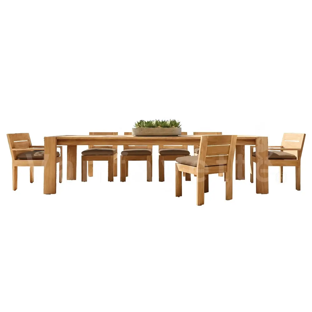 티크 야외 파티오 정원 테이블과 의자 4 6 8 10 인용 사이드 의자 팔 의자 긴 식탁 벤치