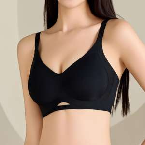 Soutien-gorge sans armatures hautement élastique et sans coutures, design à lettres latérales, tricoté, effet push-up pour petite poitrine, collection de soutiens-gorge. - Product Image 6