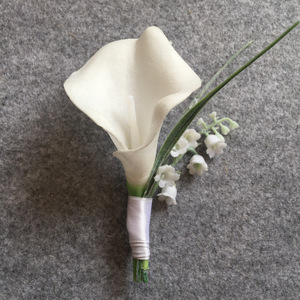 Boutonnières réalistes pour mariée et marié, lys calla, lys de la <span class=keywords><strong>vallée</strong></span>, boutonnières populaires en forme de rose pour les cérémonies de mariage - Product Image 3