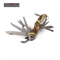 15-in-1 Multifunktions-Taschenmesser mit Camouflage-Herbstblatt-Griff aus Edelstahl, inklusive Schere, Säge, Korkenzieher, Schraubendreher, EDC für Camping