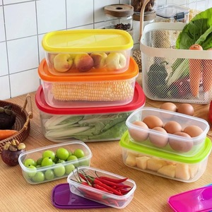 레인보우 7PC 플라스틱 신선한 유지 주방 주최자 냉장고 식품 저장 용기 야채 및 과일 상자 세트 - Product Image 2