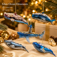 Weihnachts-Glasornament Ozean-Serie Unterwasser Großer Fisch Hai Wal Dugong Glasanhänger Zum Aufhängen Weihnachtsbaum-Dekoration