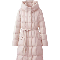 Vente en gros usine – Nouvelle veste d'hiver élégante pour femme, longue, en laine, chaude, écologique, respirante, avec capuche et taille cintrée – Personnalisation OEM/ODM