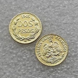 Pièces de monnaie commémoratives de style antique du Mexique 1945, 2 pesos, cadeaux, décoration de la maison - Product Image 1
