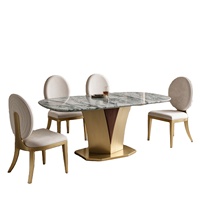 Ensemble de table à manger rectangulaire en marbre, design turc, mobilier d'hôtel de luxe, moderne et unique, 4 chaises, prix abordable