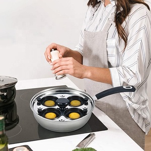 Le braconnier d'œufs en acier inoxydable peut mettre quatre œufs pochés cuiseur sans PFOA de qualité alimentaire avec spatule - Product Image 2