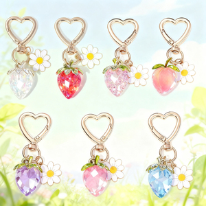 Thời trang tùy chỉnh 3D trái cây thiết kế kim loại Keychain dâu tây vòng chìa khóa túi PURSE quyến rũ cho Quà tặng khuyến mãi - Product Image 1