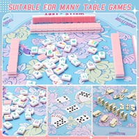 Tapis de Mahjong américain imprimé floral avec règles de jeu, tapis de jeu carré antidérapant pour Mahjong, réduction du bruit avec sac de rangement