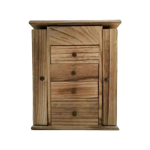Деревянные роскошные деревянные 5-слойные Органайзеры для ювелирных изделий с ящиками и зеркалом для женщин