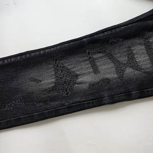 Fabricantes Guangzhou OEM, Parches de Cuero Resistentes, Diseño de Marca, Jeans de Mezclilla Ajustados para Hombre, Estilo Vintage, Elásticos y Desgastados - Product Image 2