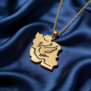 Collar de Acero Inoxidable Dorado a la Moda, Impermeable, para Mujer, Joyería 2026, Collar con Mapa de Irán Chapado en Oro de 18k para Mujer - Product Image 1