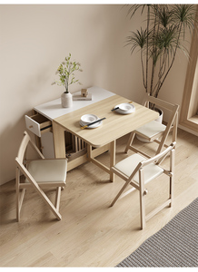 Mesa de Comedor de Madera Simple para Casa Contenedor Moderna, Juego de Sillas Multifuncional Plegable y Extensible <span class=keywords><strong>con</strong></span> <span class=keywords><strong>Ruedas</strong></span> - Product Image 5