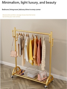 Porte-manteau moderne minimaliste en métal avec système d'ancrage au sol, séchoir multifonctionnel pour balcon domestique - Product Image 2