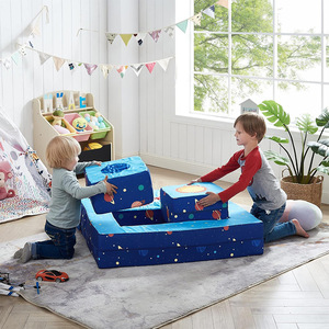Canapé pliable pour enfants, thème spatial bleu, siège de jeu pour tout-petits et enfants de 3 ans et plus - Product Image 2