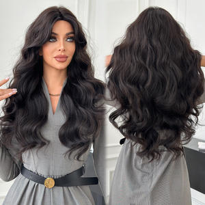 2025 femmes longues bouclés vague d'eau dentelle avant fibre chimique couvre-chef complet centre séparé <span class=keywords><strong>frange</strong></span> Afro pour un usage quotidien visage <span class=keywords><strong>carré</strong></span> - Product Image 4