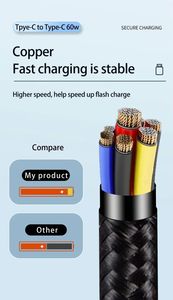 สายชาร์จเร็วแบบถักไนลอน USB C to Type C 60W สำหรับโทรศัพท์มือถือรุ่น 16 15 14 13 Pro Max ความยาว 1 เมตร 3 ฟุต ขายส่ง - Product Image 5