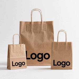 Wholesale Big Size Eco-Friendly Classic Brown Kraft Paper <b>Bags</b> with Custom Screen Printed Logo and Handles - Product Image 2