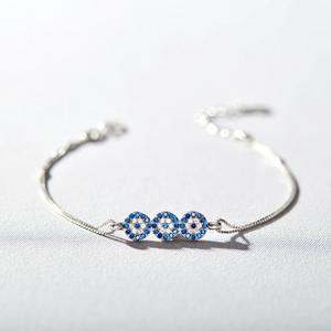 Bracelet œil du diable en argent sterling S925 pour femmes, zircon bleu, bijoux œil du diable, cadeau, fournisseur professionnel <span class=keywords><strong>de</strong></span> bijoux - Product Image 6