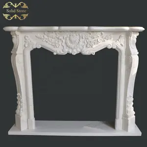 Custom classical french style white marble fireplace surround