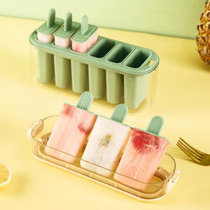 Green Plastic <b>Popsicle</b> <b>Mold</b> 6 Cavities Dishwasher Safe For Home Ice Cream Making - Product Image 1