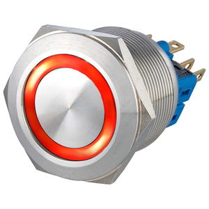 Interruptor de Botón Pulsador Iluminado con Anillo LED Amarillo de 12V, Autoblocante, 1NO1NC, IP65, Impermeable, de Acero Inoxidable, para Control de Electrodomésticos - Product Image 6